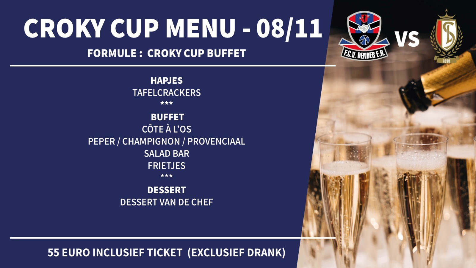 Club Buffet tgv FC Dender - Standard Luik, 8 november 2022.