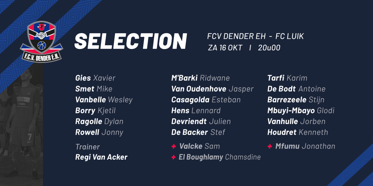 Selectie en voorbeschouwing FC Dender - FC Luik, zaterdag 16 oktober 2021.