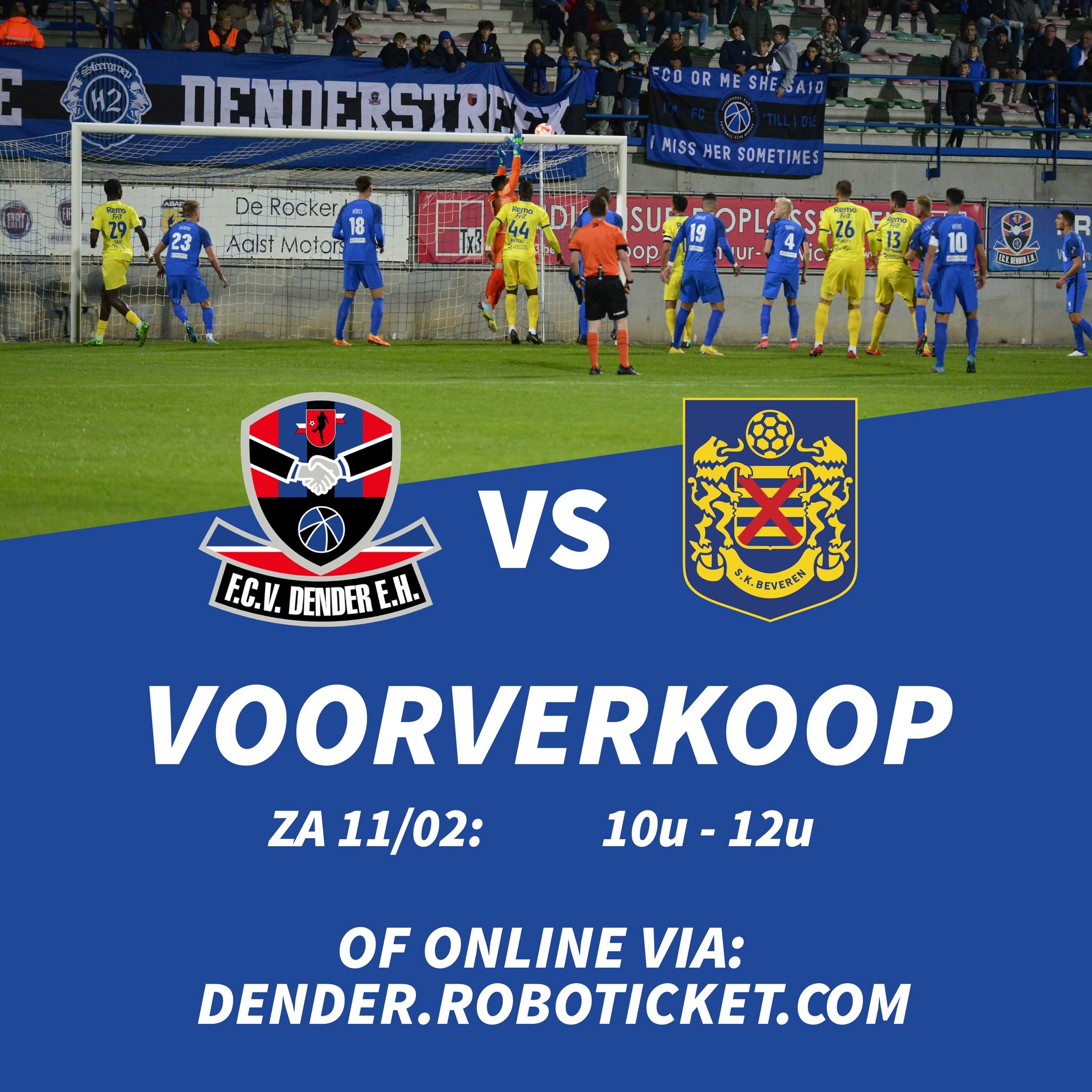 Ticketverkoop SK Beveren - FC Dender, zaterdag 11 februari 2023, om 16u.