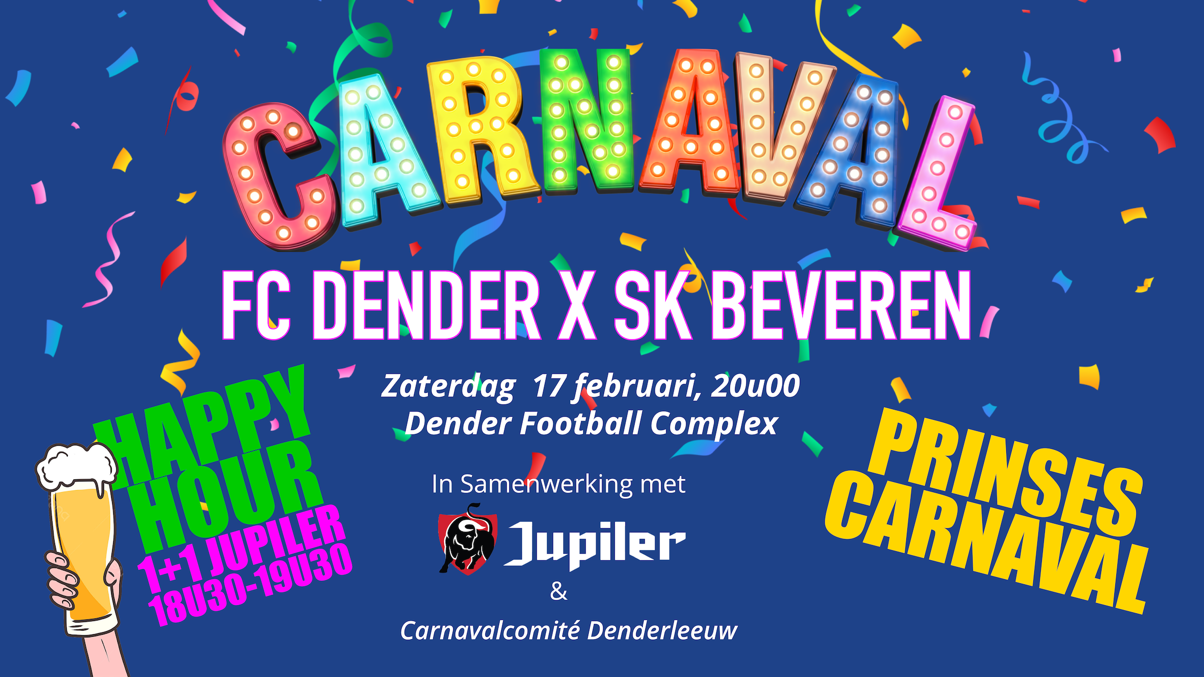 Carnavalswedstrijd FC Dender - SK Beveren, 17 februari 2024, 20u